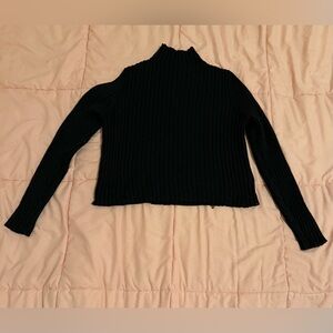 Black Ribbed Turtleneck Sweater